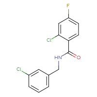 Chemical structure of 2-chloro-N-[(3-chlorophenyl)methyl]-4-fluorobenzamide - CSSB00046237309