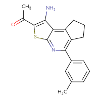 Chemical structure of 1-[3-amino-8-(3-methylphenyl)-5-thia-7-azatricyclo[7.3.0.0²,⁶]dodeca-1,3,6,8-tetraen-4-yl]ethan-1-one - CSSB00025726999