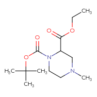 Chemical structure of 1-tert-butyl 2-ethyl 4-methylpiperazine-1,2-dicarboxylate - CSSB00025711869