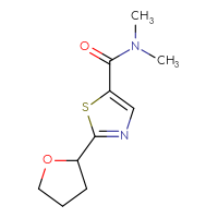 Chemical structure of N,N-dimethyl-2-(oxolan-2-yl)-1,3-thiazole-5-carboxamide - CSSB01992246551