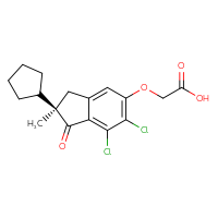 Chemical structure of 2-{[(2R)-6,7-dichloro-2-cyclopentyl-2-methyl-1-oxo-2,3-dihydro-1H-inden-5-yl]oxy}acetic acid - CSSB00025704873