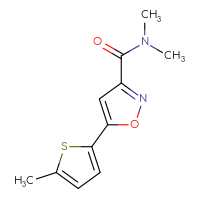 Chemical structure of N,N-dimethyl-5-(5-methylthiophen-2-yl)-1,2-oxazole-3-carboxamide - CSSB15027526919
