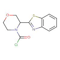 Chemical structure of 3-(1,3-benzothiazol-2-yl)morpholine-4-carbonyl chloride - CSSB21224764036