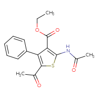 Chemical structure of ethyl 5-acetyl-2-acetamido-4-phenylthiophene-3-carboxylate - CSSB00020597478