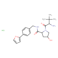 Chemical structure of 1-(2-amino-3,3-dimethylbutanoyl)-N-{[4-(furan-2-yl)phenyl]methyl}-4-hydroxypyrrolidine-2-carboxamide hydrochloride - CSSB20620693030
