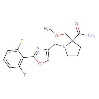 Chemical structure of 1-{[2-(2,6-difluorophenyl)-1,3-oxazol-4-yl]methyl}-2-(methoxymethyl)pyrrolidine-2-carboxamide - CSSS00075359161