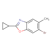 Chemical structure of 6-bromo-2-cyclopropyl-5-methyl-1,3-benzoxazole - CSSB00010108922