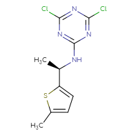 Chemical structure of 4,6-dichloro-N-[(1R)-1-(5-methylthiophen-2-yl)ethyl]-1,3,5-triazin-2-amine - CSSB20841284836