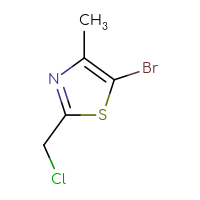 Chemical structure of 5-bromo-2-(chloromethyl)-4-methyl-1,3-thiazole - CSSB00010114288