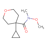 Chemical structure of 4-cyclopropyl-N-methoxy-N-methyloxane-4-carboxamide - CSSB01395048855