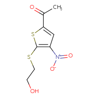 Chemical structure of 1-{5-[(2-hydroxyethyl)sulfanyl]-4-nitrothiophen-2-yl}ethan-1-one - CSSB00011933967