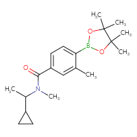 Chemical structure of N-(1-cyclopropylethyl)-N,3-dimethyl-4-(4,4,5,5-tetramethyl-1,3,2-dioxaborolan-2-yl)benzamide - CSSB02533515767