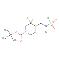 Chemical structure of tert-butyl 4-{[(chlorosulfonyl)(methyl)amino]methyl}-3,3-difluoropiperidine-1-carboxylate - CSSB14908503304