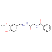 Chemical structure of N-({N'-[(E)-(4-hydroxy-3-methoxyphenyl)methylidene]hydrazinecarbonyl}methyl)benzamide - CSSB00160734816