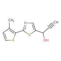 Chemical structure of 1-[2-(3-methylthiophen-2-yl)-1,3-thiazol-5-yl]prop-2-yn-1-ol - CSSB21246425784