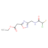 Chemical structure of ethyl 2-{3-[(2-chloro-2-fluoroacetamido)methyl]-1,2,4-oxadiazol-5-yl}acetate - CSSB21332118463