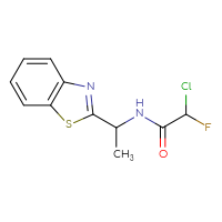 Chemical structure of N-[1-(1,3-benzothiazol-2-yl)ethyl]-2-chloro-2-fluoroacetamide - CSSB21332121353