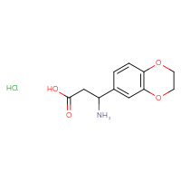 Chemical structure of 3-amino-3-(2,3-dihydro-1,4-benzodioxin-6-yl)propanoic acid hydrochloride - CSSB21043404429