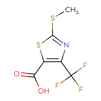 Chemical structure of 2-(methylsulfanyl)-4-(trifluoromethyl)-1,3-thiazole-5-carboxylic acid - CSSB21509460282