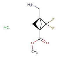 Chemical structure of methyl (1s,3s)-3-(aminomethyl)-2,2-difluorobicyclo[1.1.1]pentane-1-carboxylate hydrochloride - CSSB20504683562