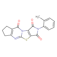 Chemical structure of 12-(2-methylphenyl)-15-thia-2,9,12-triazatetracyclo[7.6.0.0³,⁷.0¹⁰,¹⁴]pentadeca-1,3(7),10(14)-triene-8,11,13-trione - CSSB00121606003