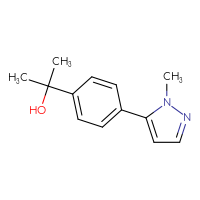 Chemical structure of 2-[4-(1-methyl-1H-pyrazol-5-yl)phenyl]propan-2-ol - CSSB01992686671