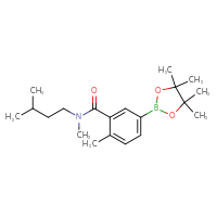 Chemical structure of N,2-dimethyl-N-(3-methylbutyl)-5-(4,4,5,5-tetramethyl-1,3,2-dioxaborolan-2-yl)benzamide - CSSB02533254061