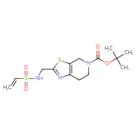 Chemical structure of tert-butyl 2-(ethenesulfonamidomethyl)-4H,5H,6H,7H-[1,3]thiazolo[5,4-c]pyridine-5-carboxylate - CSSB21332110606