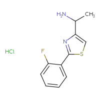 Chemical structure of 1-[2-(2-fluorophenyl)-1,3-thiazol-4-yl]ethan-1-amine hydrochloride - CSSB00015196993