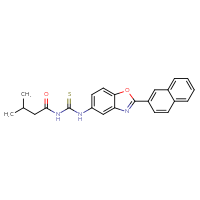 Chemical structure of 3-(3-methylbutanoyl)-1-[2-(naphthalen-2-yl)-1,3-benzoxazol-5-yl]thiourea - CSSB00121715272