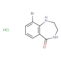 Chemical structure of 9-bromo-2,3,4,5-tetrahydro-1H-1,4-benzodiazepin-5-one hydrochloride - CSSB00161115003