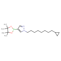 Chemical structure of 1-(8-cyclopropyloctyl)-4-(4,4,5,5-tetramethyl-1,3,2-dioxaborolan-2-yl)-1H-pyrazole - CSSB06596483907