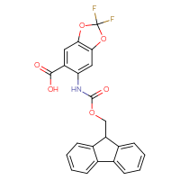 Chemical structure of 6-({[(9H-fluoren-9-yl)methoxy]carbonyl}amino)-2,2-difluoro-2H-1,3-benzodioxole-5-carboxylic acid - CSSB02515433925