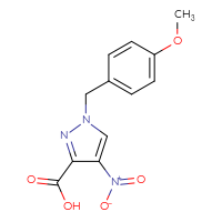 Chemical structure of 1-[(4-methoxyphenyl)methyl]-4-nitro-1H-pyrazole-3-carboxylic acid - CSSB00035770728