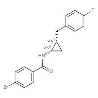 Chemical structure of rac-4-bromo-N-[(1R,2S)-2-[(4-fluorophenyl)methyl]cyclopropyl]benzamide - CSSB21432471307