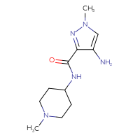 Chemical structure of 4-amino-1-methyl-N-(1-methylpiperidin-4-yl)-1H-pyrazole-3-carboxamide - CSSB00003626088