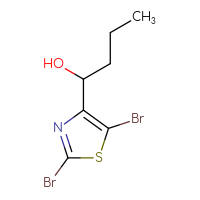 Chemical structure of 1-(2,5-dibromo-1,3-thiazol-4-yl)butan-1-ol - CSSB21246421076
