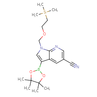 Chemical structure of 3-(4,4,5,5-tetramethyl-1,3,2-dioxaborolan-2-yl)-1-{[2-(trimethylsilyl)ethoxy]methyl}-1H-pyrrolo[2,3-b]pyridine-5-carbonitrile - CSSB00020641782