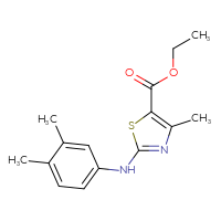 Chemical structure of ethyl 2-[(3,4-dimethylphenyl)amino]-4-methyl-1,3-thiazole-5-carboxylate - CSSB00160518807