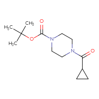 Chemical structure of tert-butyl 4-cyclopropanecarbonylpiperazine-1-carboxylate - CSSB00000187302