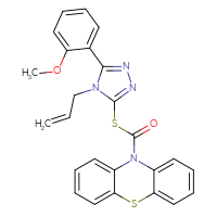 Chemical structure of {[5-(2-methoxyphenyl)-4-(prop-2-en-1-yl)-4H-1,2,4-triazol-3-yl]sulfanyl}(10H-phenothiazin-10-yl)methanone - CSSB00116276128