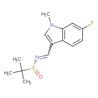 Chemical structure of (R)-N-[(6-fluoro-1-methyl-1H-indol-3-yl)methylidene]-2-methylpropane-2-sulfinamide - CSSB21332857690