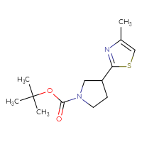 Chemical structure of tert-butyl 3-(4-methyl-1,3-thiazol-2-yl)pyrrolidine-1-carboxylate - CSSB00103892973