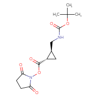 Chemical structure of 2,5-dioxopyrrolidin-1-yl (1S,2S)-2-({[(tert-butoxy)carbonyl]amino}methyl)cyclopropane-1-carboxylate - CSSB17484213982