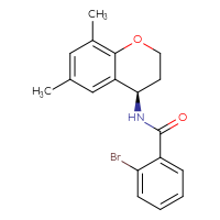 Chemical structure of 2-bromo-N-[(4R)-6,8-dimethyl-3,4-dihydro-2H-1-benzopyran-4-yl]benzamide - CSSB01140885879