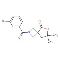 Chemical structure of 2-(3-bromobenzoyl)-7,7-dimethyl-6-oxa-2-azaspiro[3.4]octan-5-one - CSSB21432565904