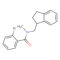 Chemical structure of 2-bromo-N-[(2,3-dihydro-1H-inden-1-yl)methyl]-N-methylbenzamide - CSSB00925368484