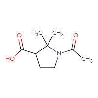 Chemical structure of 1-acetyl-2,2-dimethylpyrrolidine-3-carboxylic acid - CSSB00154328200