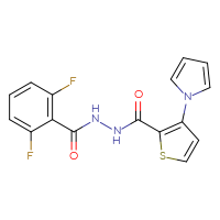 Chemical structure of 2,6-difluoro-N'-[3-(1H-pyrrol-1-yl)thiophene-2-carbonyl]benzohydrazide - CSSB00025737192
