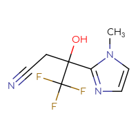 Chemical structure of 4,4,4-trifluoro-3-hydroxy-3-(1-methyl-1H-imidazol-2-yl)butanenitrile - CSSB00000018427